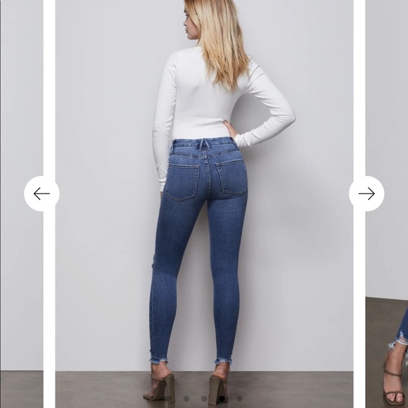 $175 Good American Good Waist Released Chew Jeans Size - High Rise Distressed - Picture 5 of 11